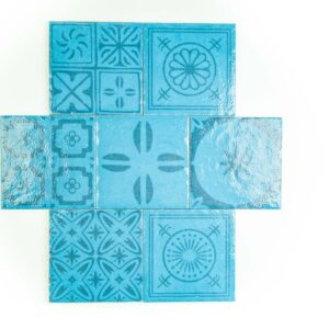 Composizione di maioliche Cerasarda Piscine Mix Azzurro 20x20
