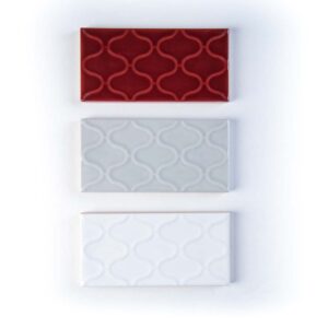 Rivestimento Genesi Motivi 3 Porpora 6,5x13,2 cm Quintessenza, confronto tra colori della collezione