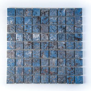 Mosaico Pan di Stelle Blu Saicis 3x3 cm su rete 30x30, vista frontale