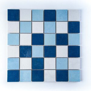 Mosaico Vietri Mix Blu 5x5 su rete 30x30 Savoia Ceramiche - vista frontale