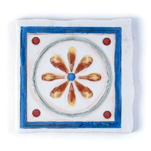 Tozzetto Vietri 12,5x12,5 Savoia Ceramiche decoro blu vista frontale